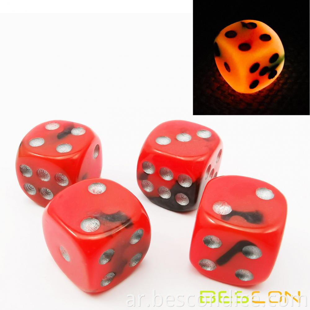 Glowing Board Game Dice 16mm D6 With Pips 5